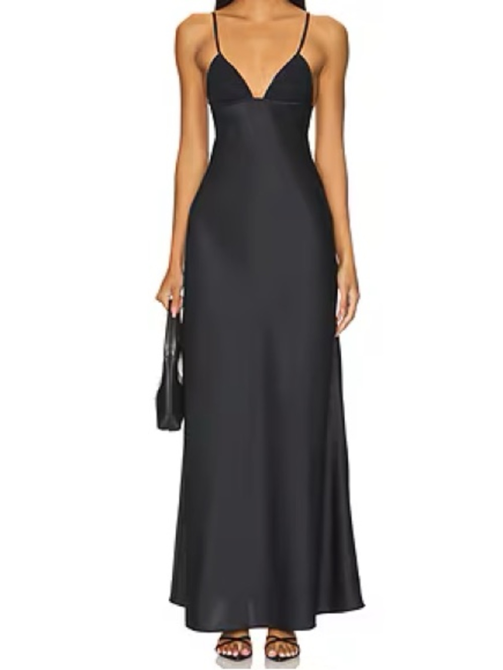 WEWOREWHAT Lace Slip Maxi Dress in Black